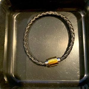 18K Gold Plated & Sterling Silver Hardware Braided Leather Bracelet